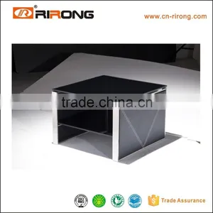 Livingroom Cheap and Nice Design Stainless Steel Tea Table With Black Glass thumbnail-2