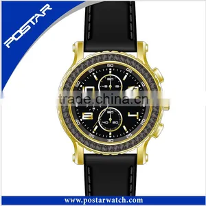 Vogue Waterproof Watch Fashion Men Leather Hot Selling Watch thumbnail-2