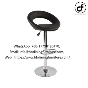 Hollow Back Swivel Leather Bar Chair thumbnail-1