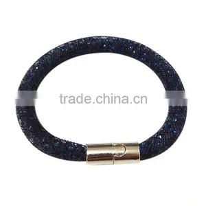 Colorful Net Crystal Mesh Tennis Stardust Bracelets With Tiny Resin Magnetic Clasp Charm Bracelets Bangles Single Wrap thumbnail-4