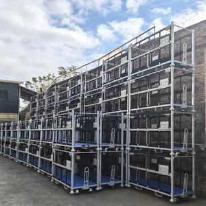 Commercial Grade Aluminum Profile Stacking Trolley, Powder Coated Steel Rolling Cart for Workshop and Warehouse thumbnail-5