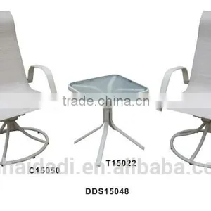 Outdoor Steel Furniture Swivel Rocker Sling 3pcs Patio Set Dining Set Garden Set thumbnail-1