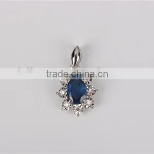 925 Sterling Silver Green Stone Jewelry Pendant Necklace thumbnail-3