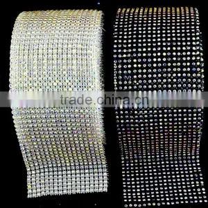 Flexible Crystal Rhinestone Strass Trimming Mesh, Elastic Stretch Crystal Rhinestone Strass Trimming Rolls Sheet thumbnail-2