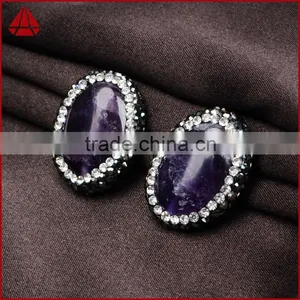 Wholesale Natural Raw Uraguay Amethyst Beads Boho CZ Jewelry, Black Rosary Druzy Amethyst Beads With Zircon Pave Cap thumbnail-1