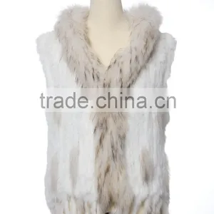 QD663 New Fashion Handknitted Rabbit & Raccoon Vest With Cap 2016 thumbnail-1