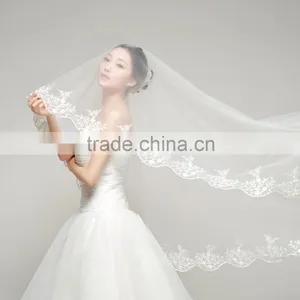 10PCS MOQ: White Cheap And Beautiful 1mW * 3mL Wedding Bridal Veils With Free Shipping thumbnail-4