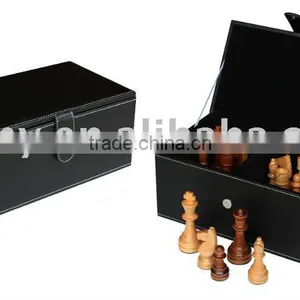 Black Leather Chess Storage for Travel thumbnail-1