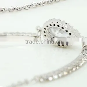 18K Rose Gold and White Gold Plated Jewelry Women Chain and Micro AAA Cubic Zircon Pave 2 Carat Pear Cut CZ Bracelet thumbnail-3