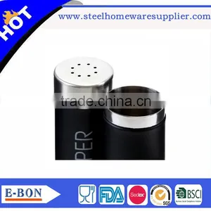 High Quality Black Stainless Steel Salt and Pepper Mill Set With Manual Button thumbnail-3