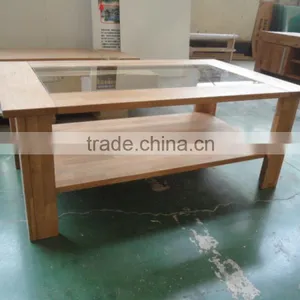 Factory Price Wooden Tea Table Design Glass Top Coffee Tea Desk Living Room Furniture thumbnail-2