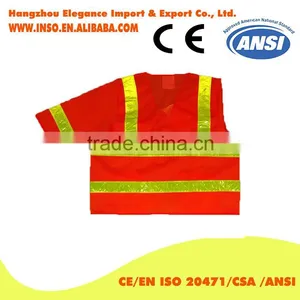 Luminous Safety Vest Short Sleeve Crystal Reflective Tape Red Safety Vest thumbnail-2