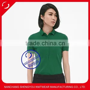 Wholesale Spandex Cotton Plain Blank Women Polo Shirt thumbnail-1