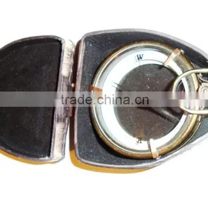 SOLID BRASS NAUTICAL MAP READER COMPASS - MAGNIFYING GLASS COMPASS WITH LEATHER CASE 13526 thumbnail-3