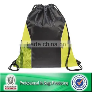 Lead-free 100% Recycled 210D Polyester Cinch Bag With Mesh Pockets thumbnail-1