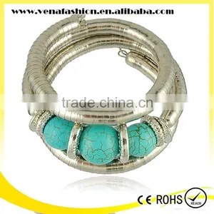 Turquoise Bead Adjustable European 3 Three Layer Bracelet thumbnail-1