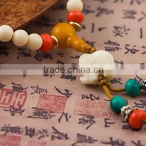 6mmx108Beads Women's Men's Artificial Hippopotamus Tooth Round Beads Bracelet thumbnail-4