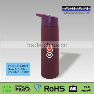 High Quality Wholesale BPA Free Colorful Silicone Water Bottle thumbnail-4
