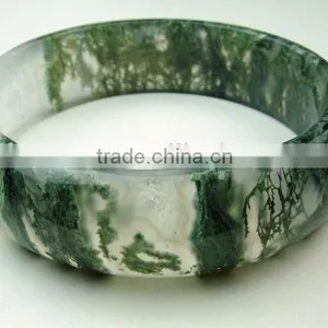 60mm Inside Diameter Moss Agate Natural Gemstone Bangle thumbnail-1