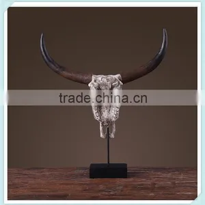 Resin Cow Head Statue Cow Head Figurine for Home Decoration thumbnail-2