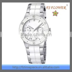 Womens Multifunction White Ceramic Watch thumbnail-1