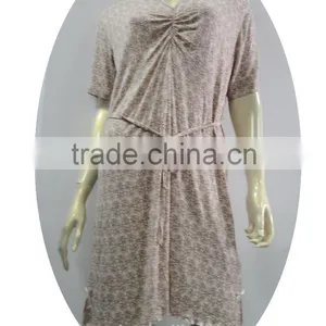 Lady's V-neck Front Gather Ribbon Trim Nightie thumbnail-2
