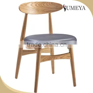 European Style Bistro Chair pu Leather Seat Solid Wood Modern Wood Chair thumbnail-3
