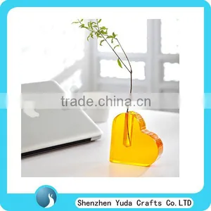Bright Yellow Clear Flower Vase, Heart Shape Acrylic Vase, Make Standup Wedding Vase thumbnail-1
