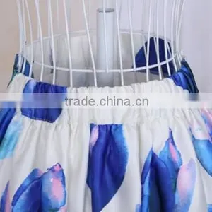 Women Fashion Retro Elegant Elastic High Waist Zipper Flower Print Pleated Midi Skirt thumbnail-3