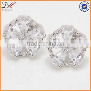 Daihe AAA Zircon Flower Lady Earrings Studs Copper Shining Custom Earrings thumbnail-3