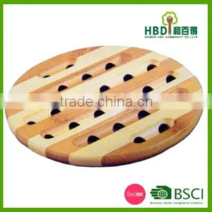 Two Tone Bamboo Hot Pot Mat/bamboo Hot Pot Holder Factory Supply thumbnail-1