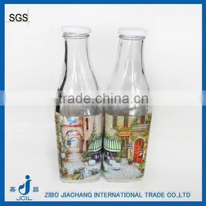 1L Fresh Milk Glass Bottle With Metal Screw Cap thumbnail-1