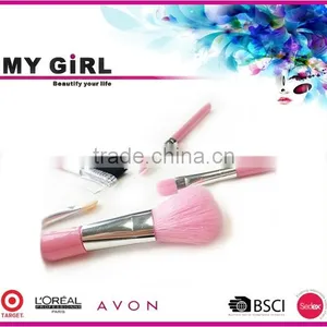 2016 MY GIRL OEM Make up Brush /5pcs Wooden Handle Goat Hair Professional Makeup Brush Set thumbnail-4