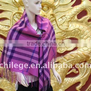 Super Large Checked Wool/cashmere Blend Shawls thumbnail-1