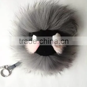 Factory Cute Style High Quality Real Fox Fur Monster Doll Keychain Charm for Bag thumbnail-4