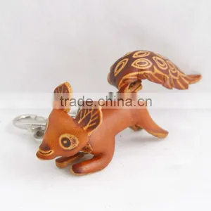 Handmade Leather Squirrel Key Chain thumbnail-1