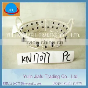 Round Flat Black Pearl Wire Basket thumbnail-1