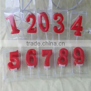 Wholesale Red Birthday Number Candle 1 2 3 4 5 6 7 8 9 0 Cake Topper Candles Solid Color Partyware Party Supplies thumbnail-1
