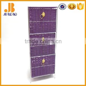 Plastic Rattan Blue Storage Cabinet thumbnail-1