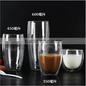 In Stock! Hand-made Heat Resistant Double Wall Borosilicate Glass Cup With Lid Wholesale thumbnail-1