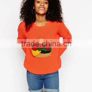 High Fashion Design Sexy Women Cheap Casual Sweater Orangecrochet Cute Sweatershirt Custom thumbnail-1