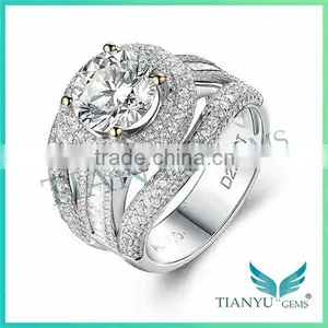 925 Sterling Sliver Lady's Engagement Ring Moissanite Diamond Wedding Ring thumbnail-2