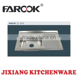 Popular Cheap Kitchen Sink Stainless Steel Single Bowl With Drainer Board thumbnail-1