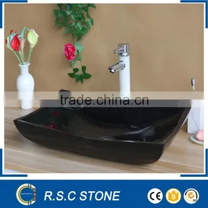 Vessel Basin Black Stone Sink for Bathroom thumbnail-1