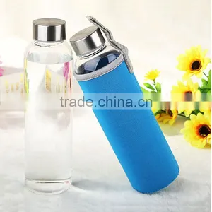 Haonai Sports Glass Water Bottle Custom Logo With Lids and Sleeves thumbnail-2