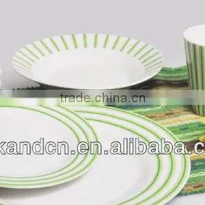 KC-00144/dinner Set Ceramic/ Green Stripe Plate and Mug thumbnail-1