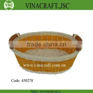 Orange Rattan Basket With Handles thumbnail-1