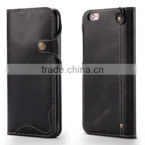 Retro Oil Wax Leather, Flip Cowhide Leather Phone Case For IPhone6/6s/plus thumbnail-2