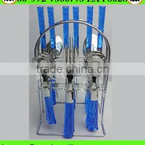 24pcs Plastic Handle Cutlery Set With Stand thumbnail-1