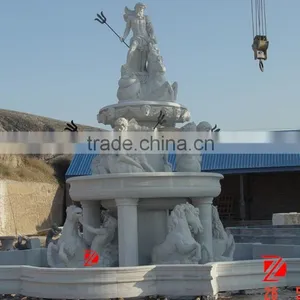 Outdoor Large Stone Garden Fountain With Figure and Horse Statue thumbnail-1